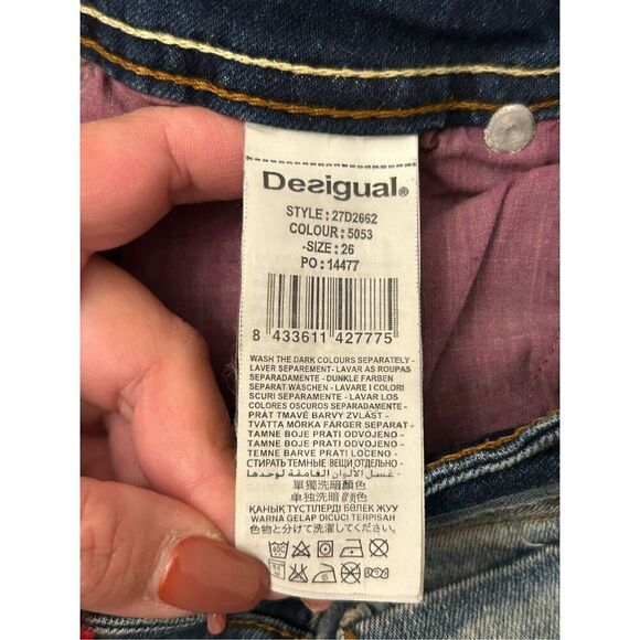 Desigual The Fun Slim Fit Jeans Yarn tweed accent size 26 Y2K low-rise - Picture 12 of 14